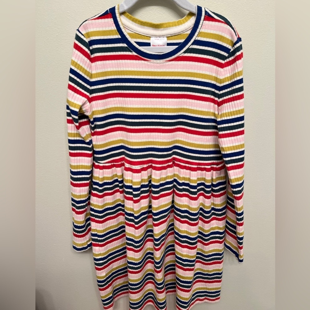 Hanna Andersson print rib dress in stripe, Sz.10